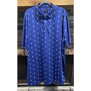 Men’s USAG U Suck At Golf AOP Blue Short Sleeve Polo Shirt Size XXL *B3